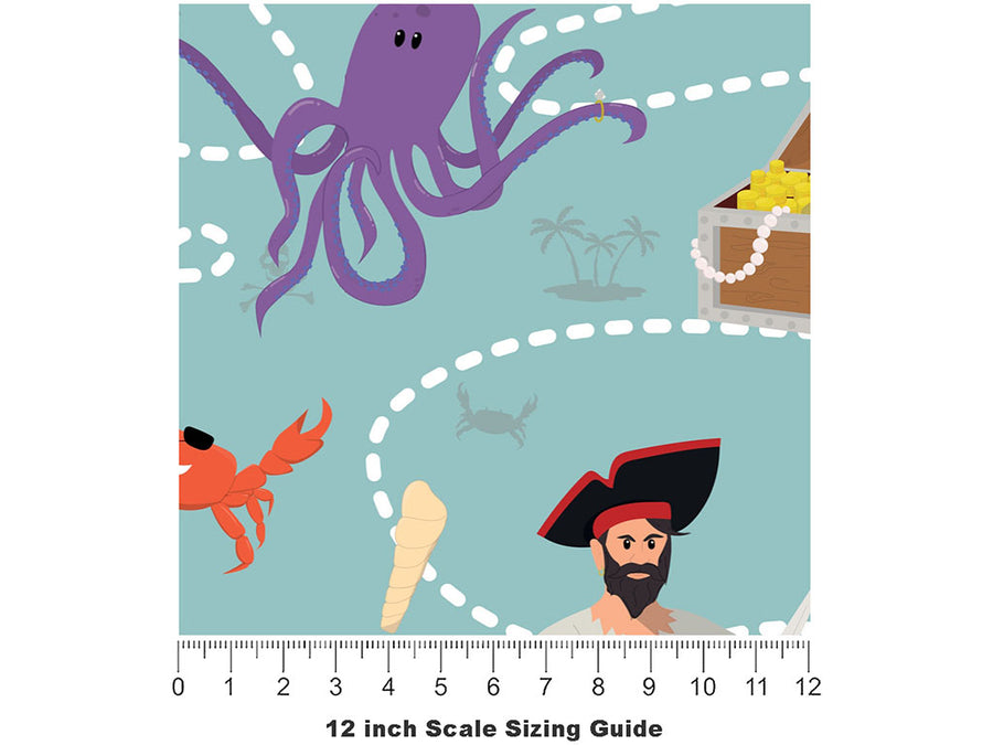 Treasure Hunters Pirate Vinyl Film Pattern Size 12 inch Scale~Rwraps Treasure Hunters Pirate Sizing Chart~2