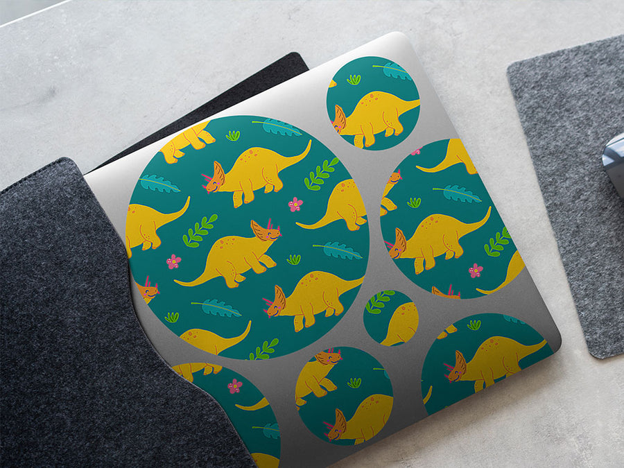 triceratops contentment dinosaur DIY Laptop Stickers