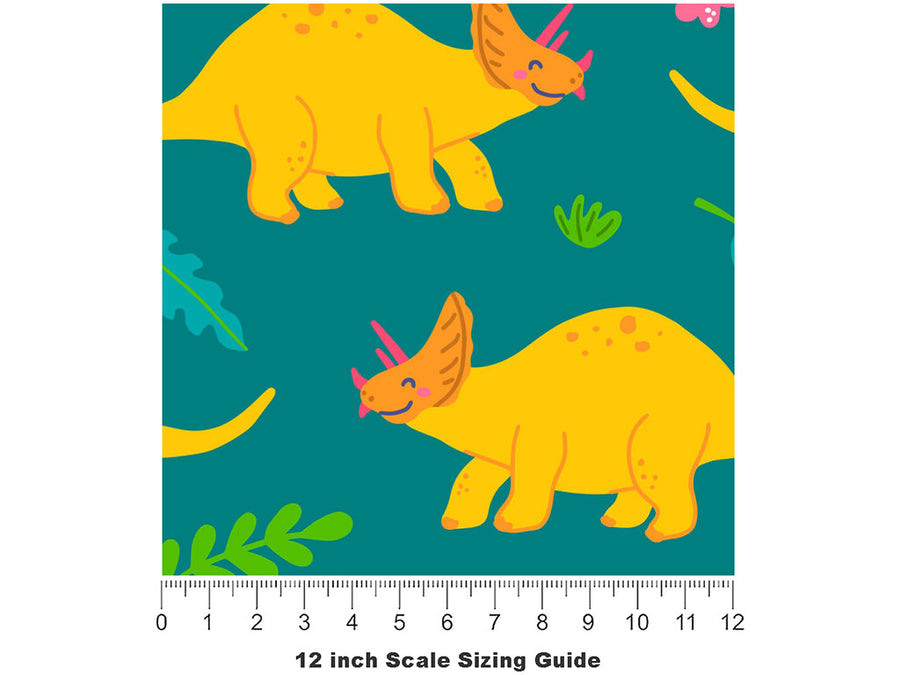 Triceratops Contentment Dinosaur Vinyl Film Pattern Size 12 inch Scale~Rwraps Triceratops Contentment Dinosaur Sizing Chart~2
