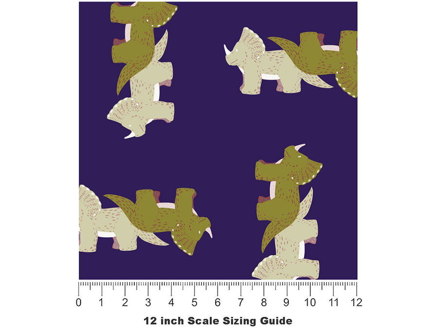 Triceratops Geometry Dinosaur Vinyl Film Pattern Size 12 inch Scale~Rwraps Triceratops Geometry Dinosaur Sizing Chart~2
