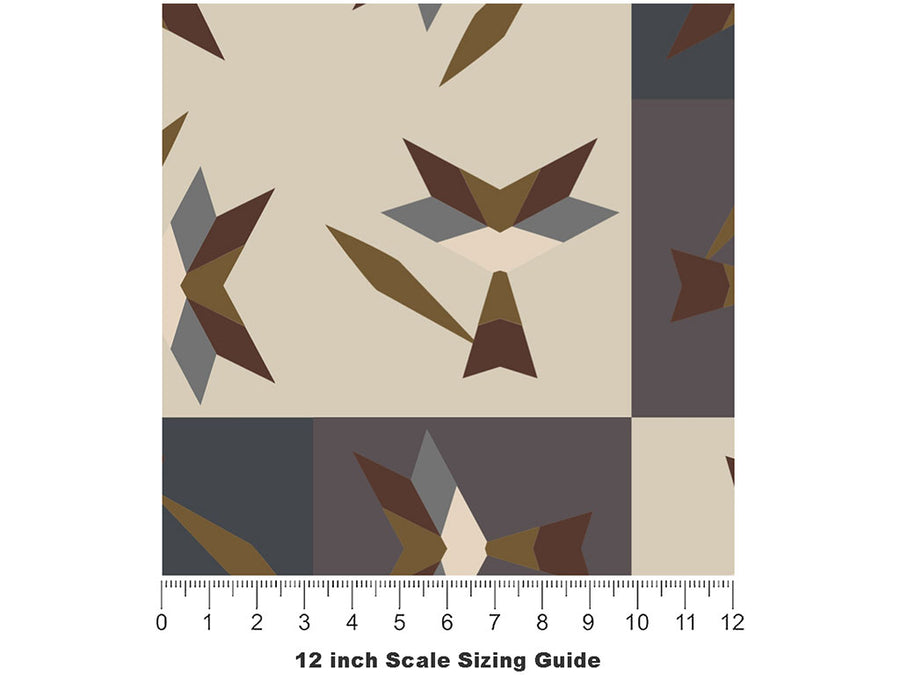 Tricky Foxes Mosaic Vinyl Film Pattern Size 12 inch Scale~Rwraps Tricky Foxes Mosaic Sizing Chart~2