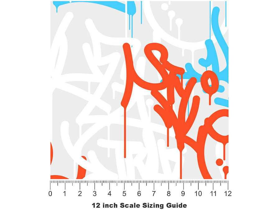 True Style Graffiti Vinyl Film Pattern Size 12 inch Scale~Rwraps True Style Graffiti Sizing Chart~3