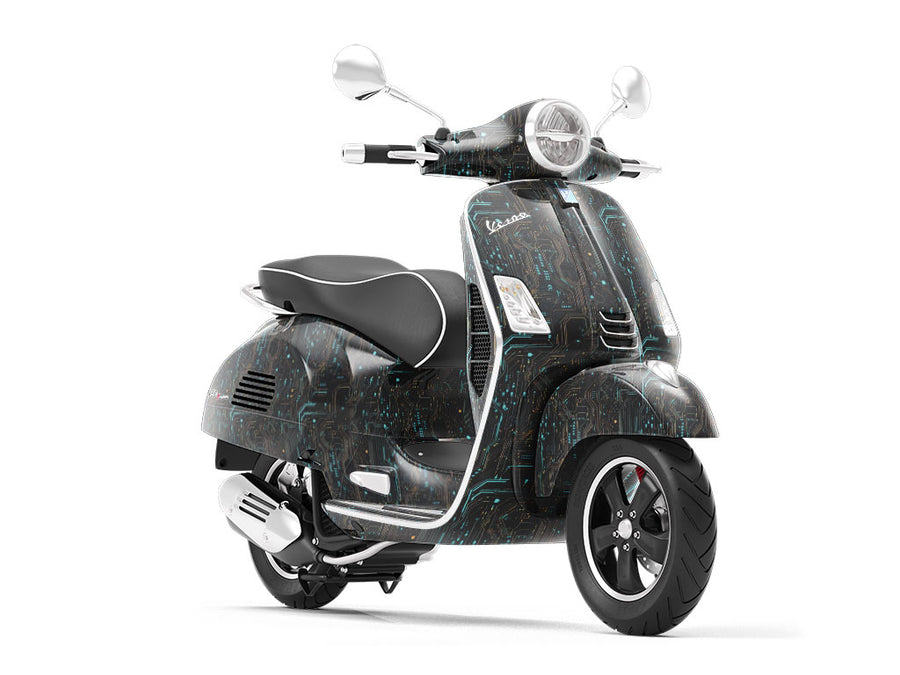 Turquoise Terabyte Technology Vespa Scooter Wrap Film