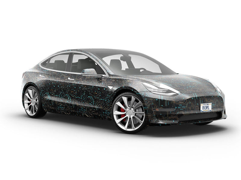 Turquoise Terabyte Technology Vehicle Vinyl Wrap
