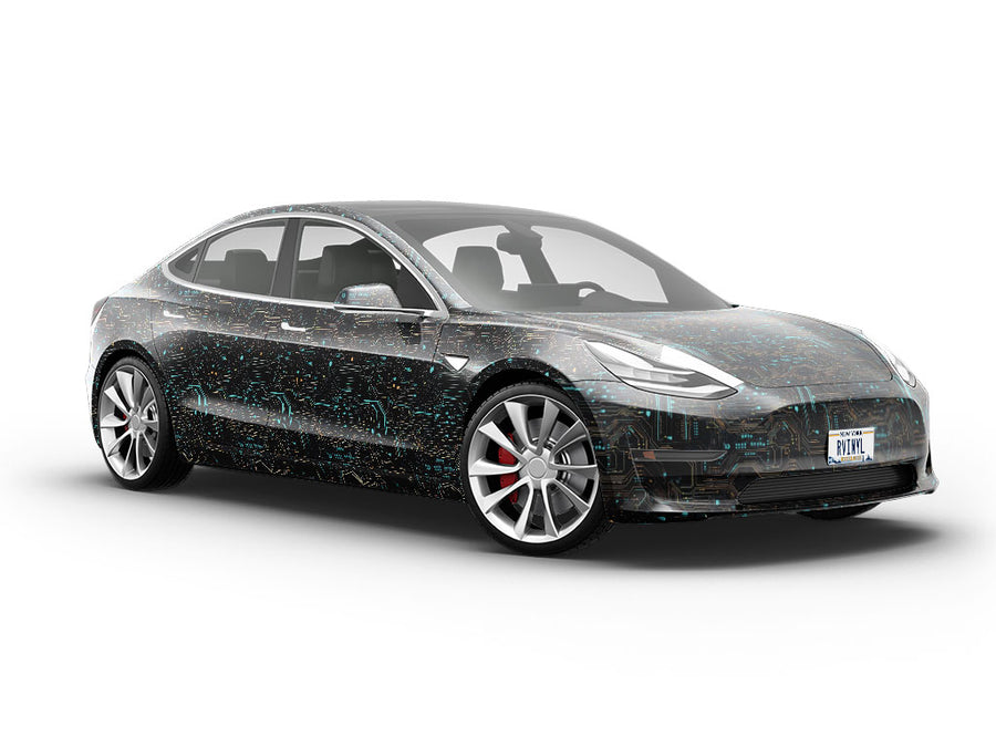 Turquoise Terabyte Technology Vehicle Vinyl Wrap