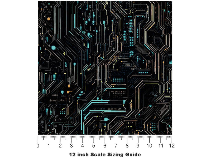 Turquoise Terabyte Technology Vinyl Film Pattern Size 12 inch Scale~Rwraps Turquoise Terabyte Technology Sizing Chart~3