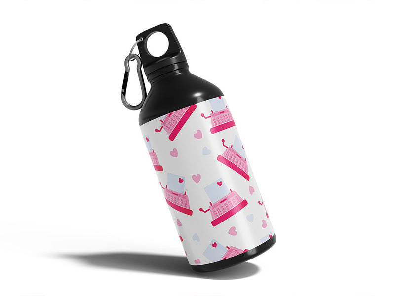 typewriter love hobby Water Bottle DIY Stickers