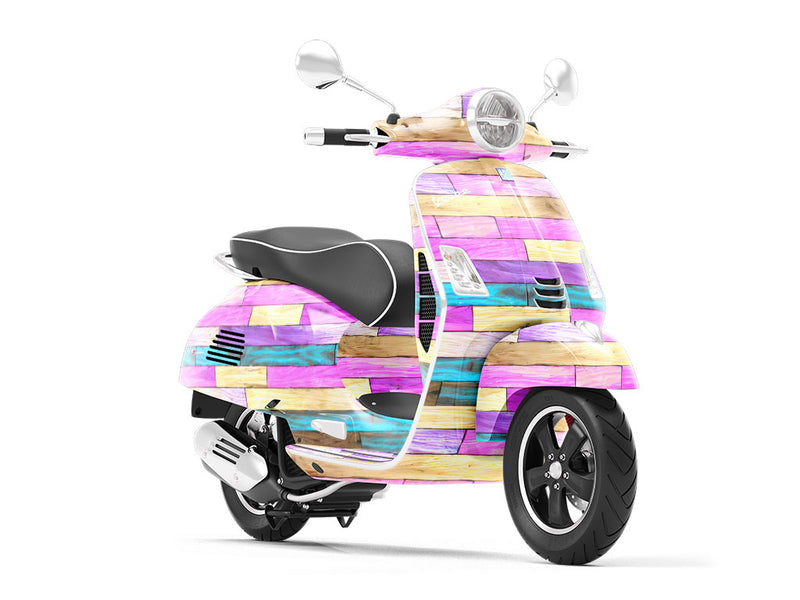 Unicorn Rainbow Wooden Parquet Vespa Scooter Wrap Film