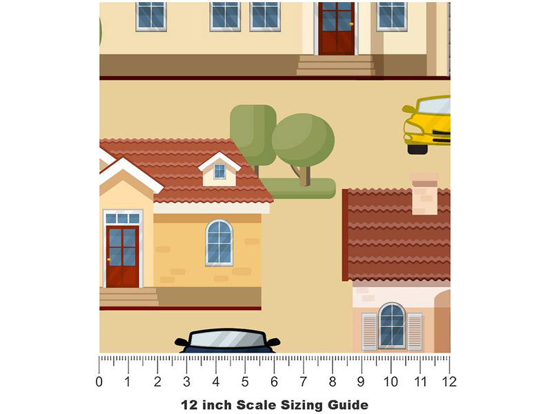 Upper Middle Class Cityscape Vinyl Film Pattern Size 12 inch Scale~Rwraps Upper Middle Class Cityscape Sizing Chart~3