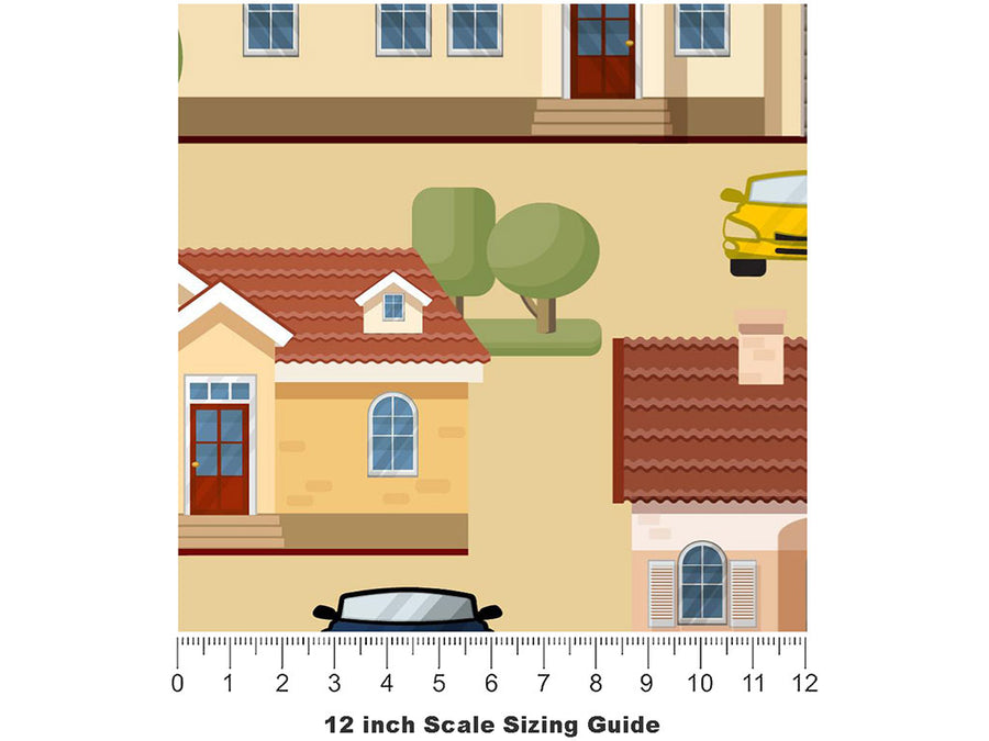 Upper Middle Class Cityscape Vinyl Film Pattern Size 12 inch Scale~Rwraps Upper Middle Class Cityscape Sizing Chart~3