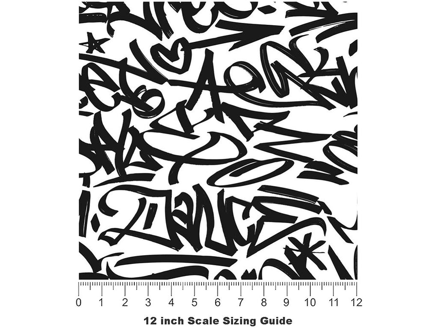 Urban Art Graffiti Vinyl Film Pattern Size 12 inch Scale~Rwraps Urban Art Graffiti Sizing Chart~3