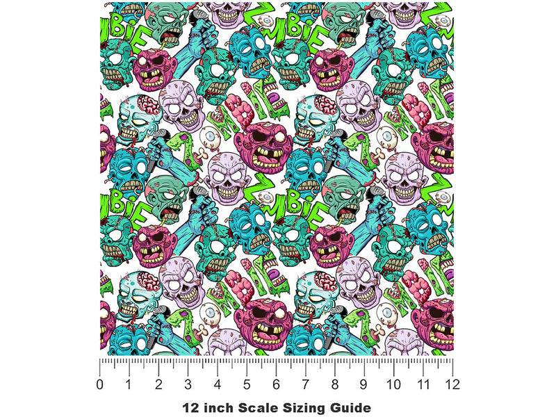 Vengeful Dead Zombie Vinyl Film Pattern Size 12 inch Scale~Rwraps Vengeful Dead Zombie Sizing Chart~2