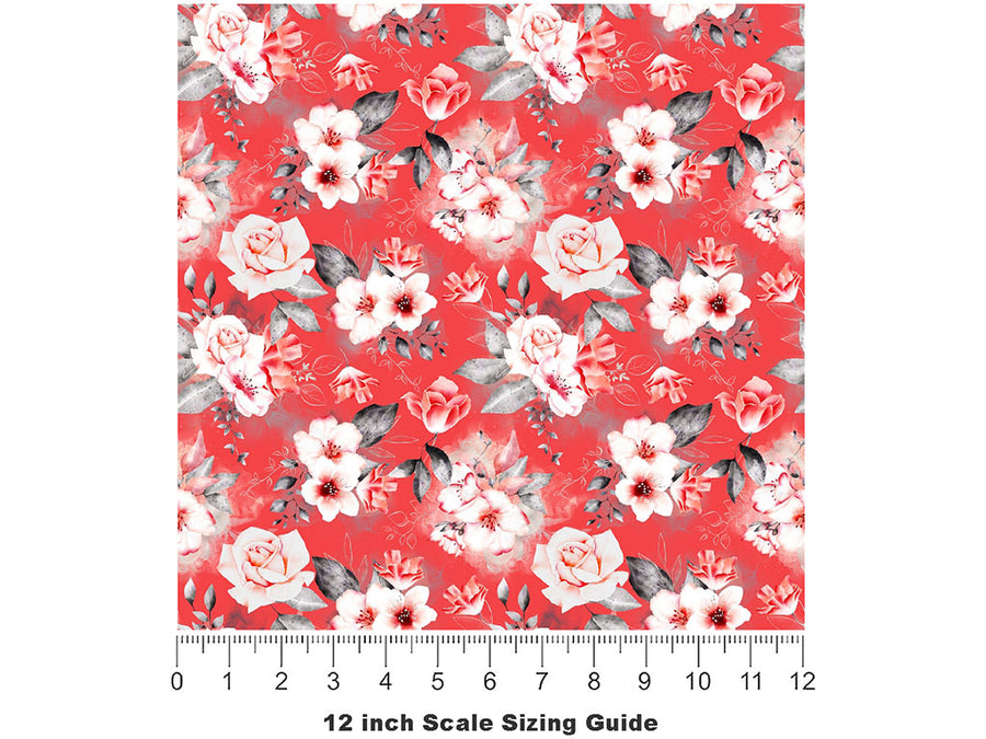 Versailles Carnation Floral Vinyl Film Pattern Size 12 inch Scale~Rwraps Versailles Carnation Floral Sizing Chart~2