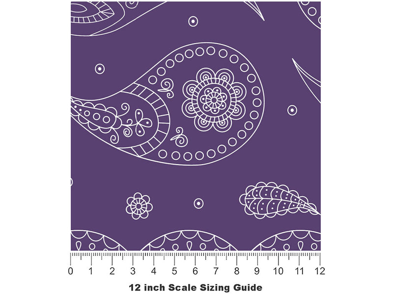 Violet Ocean Paisley Vinyl Film Pattern Size 12 inch Scale~Rwraps Violet Ocean Paisley Sizing Chart~2