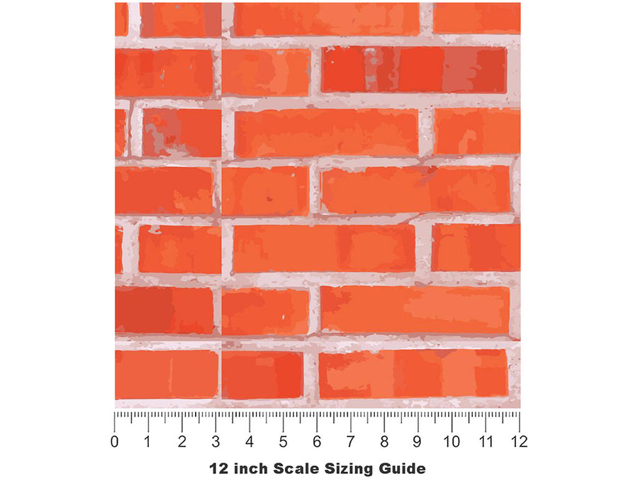 Vivid Red Brick Vinyl Film Pattern Size 12 inch Scale~Rwraps Vivid Red Brick Sizing Chart~3