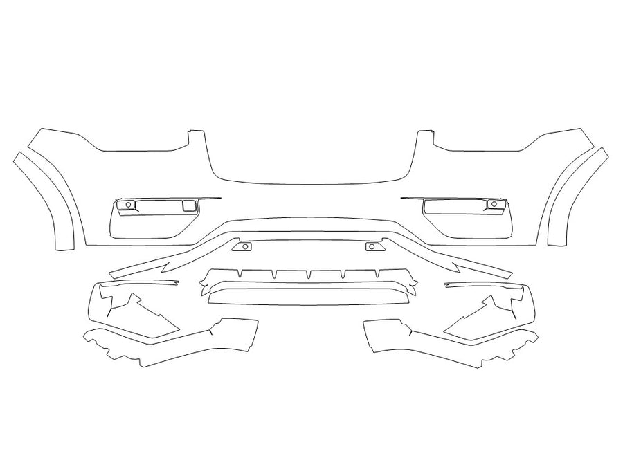 xc90 3M Clear Bra Bumper Precut PPF Diagram