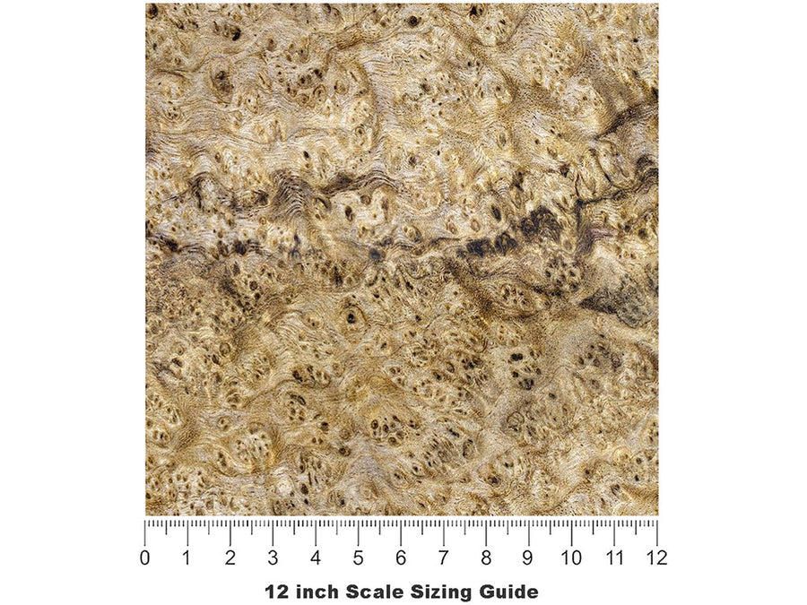 Walnut Burlwood Woodgrain Vinyl Film Pattern Size 12 inch Scale~Rwraps Walnut Burlwood Woodgrain Sizing Chart~3