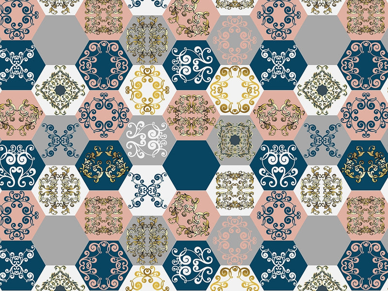 Warm Hexagonal Tile Vinyl Wrap Pattern~Rwraps Series 914 Digitally Printed Vinyl Wrap~0