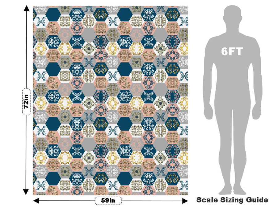 Warm Hexagonal Tile Vehicle Wrap Scale~Rwraps Series 914 Warm Hexagonal Tile Measurements~2