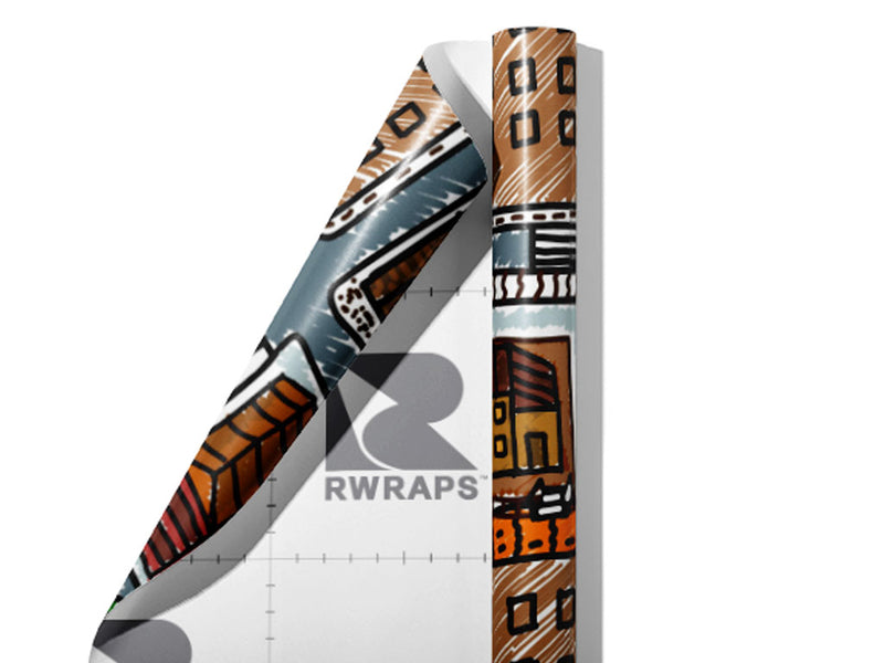 Warm Home Cityscape Wrap Film Sheets~Rwraps Series 914 Warm Home Cityscape Scrolled Sheet~4