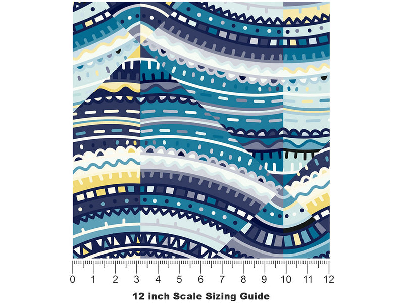 Water Static Art Deco Vinyl Film Pattern Size 12 inch Scale~Rwraps Water Static Art Deco Sizing Chart~2