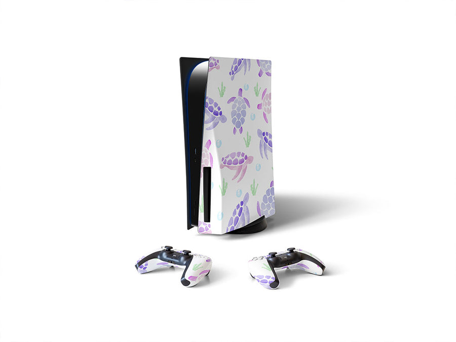 watercolor turtle fresh water Sony PS5 DIY Skin