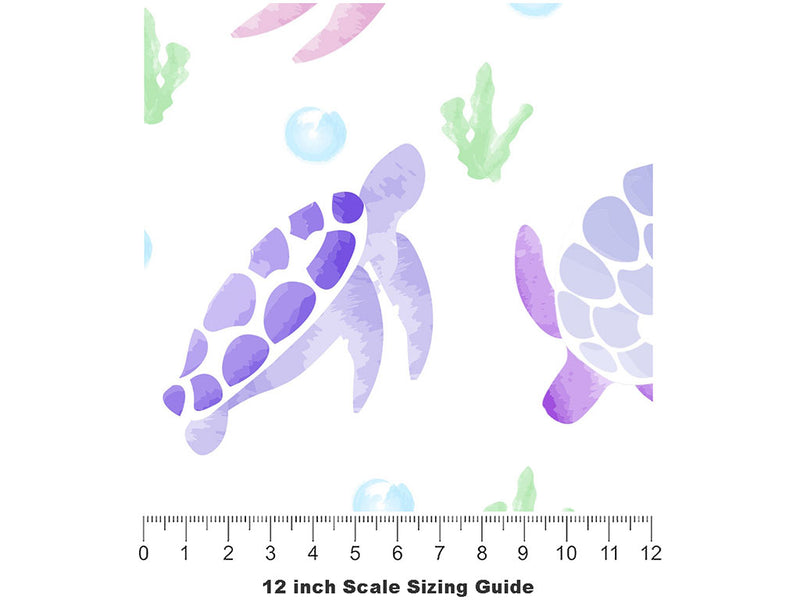 Watercolor Turtles Marine Life Vinyl Film Pattern Size 12 inch Scale~Rwraps Watercolor Turtles Marine Life Sizing Chart~2