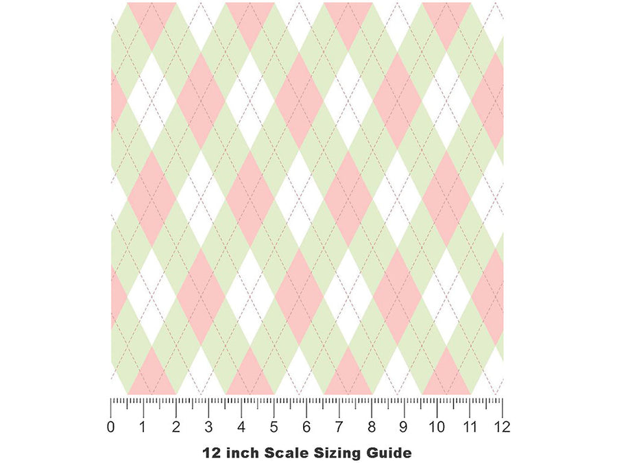 Watermelon Crosses Argyle Vinyl Film Pattern Size 12 inch Scale~Rwraps Watermelon Crosses Argyle Sizing Chart~2