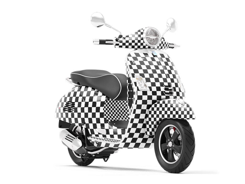 White Checkered Vespa Scooter Wrap Film