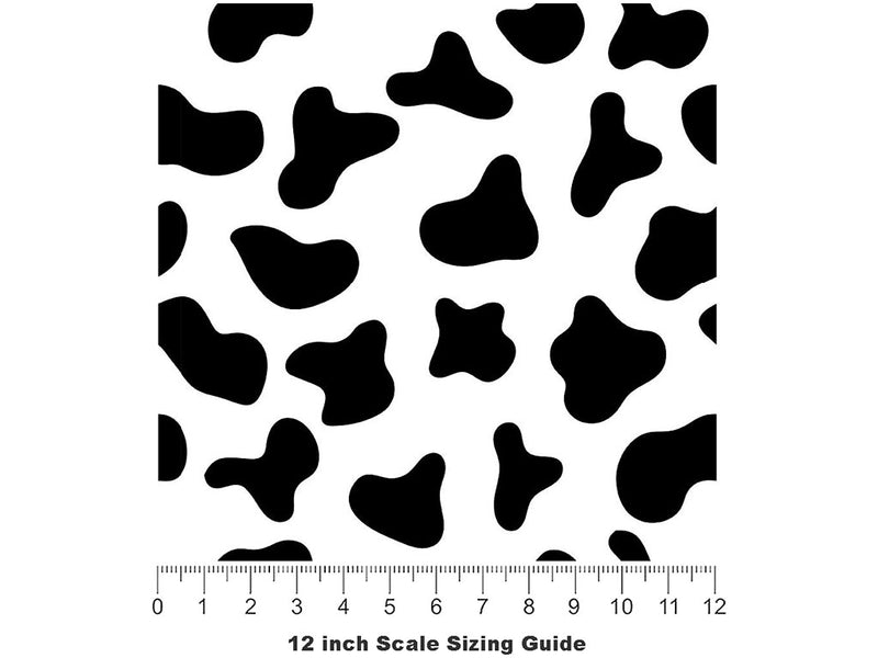 White Cow Vinyl Film Pattern Size 12 inch Scale~Rwraps White Cow Sizing Chart~3