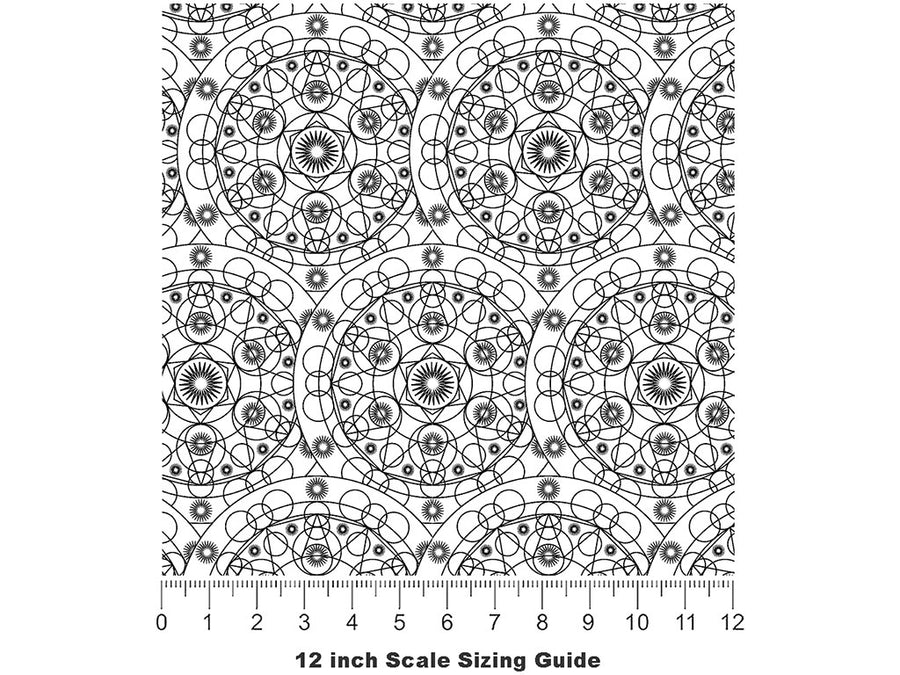 White Cylindrical Mandala Vinyl Film Pattern Size 12 inch Scale~Rwraps White Cylindrical Mandala Sizing Chart~2
