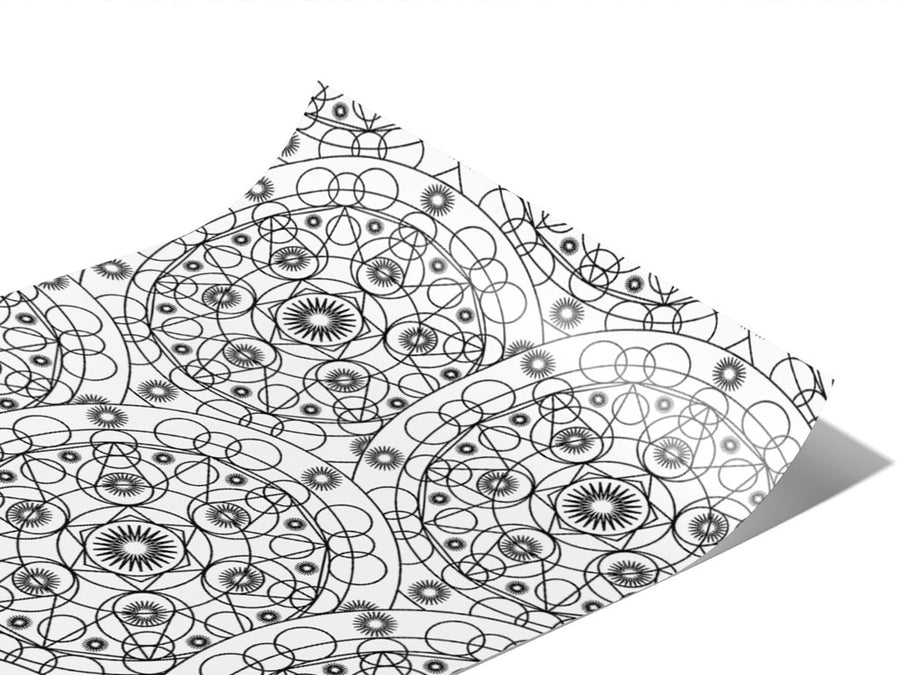 White Cylindrical Mandala Vinyl Wraps~Rwraps Series 914 Digitally Printed Vinyl Wrap~0