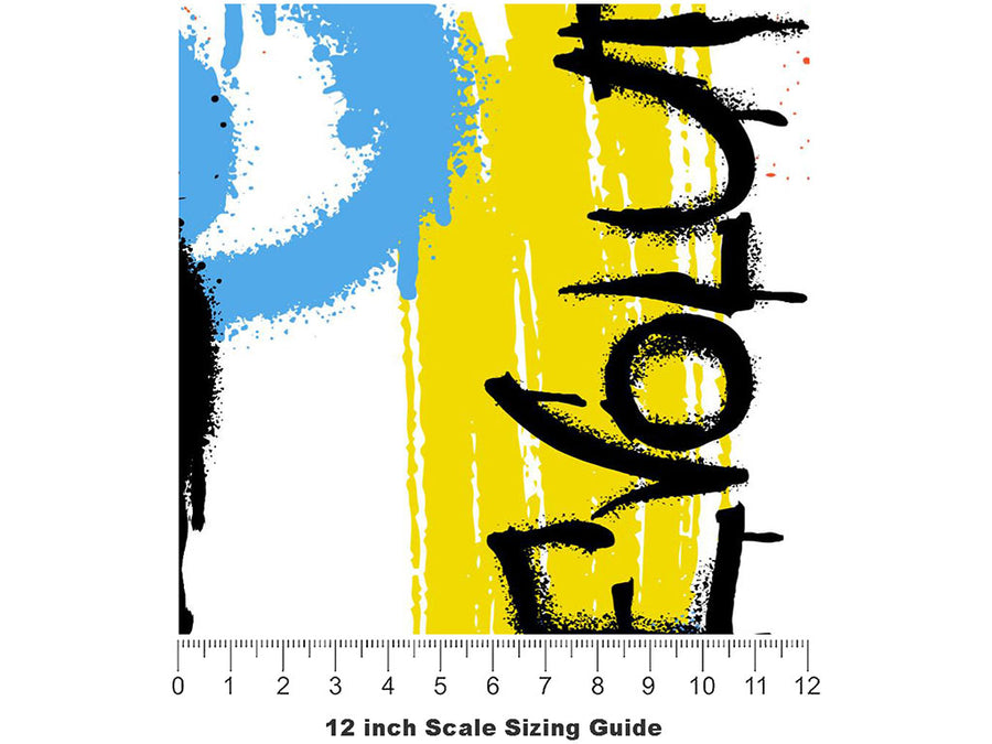 White Evolution Graffiti Vinyl Film Pattern Size 12 inch Scale~Rwraps White Evolution Graffiti Sizing Chart~3