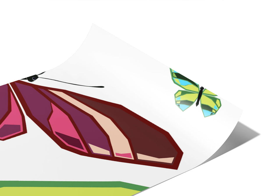 White Flutter Bug Vinyl Wraps~Rwraps Series 914 Digitally Printed Vinyl Wrap~0