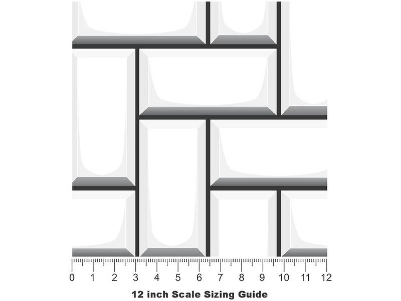 White Brick Vinyl Film Pattern Size 12 inch Scale~Rwraps White Brick Sizing Chart~3