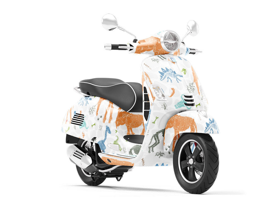 White Ice Dinosaur Vespa Scooter Wrap Film