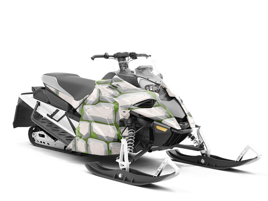 White Mossy Brick Custom Wrapped Snowmobile