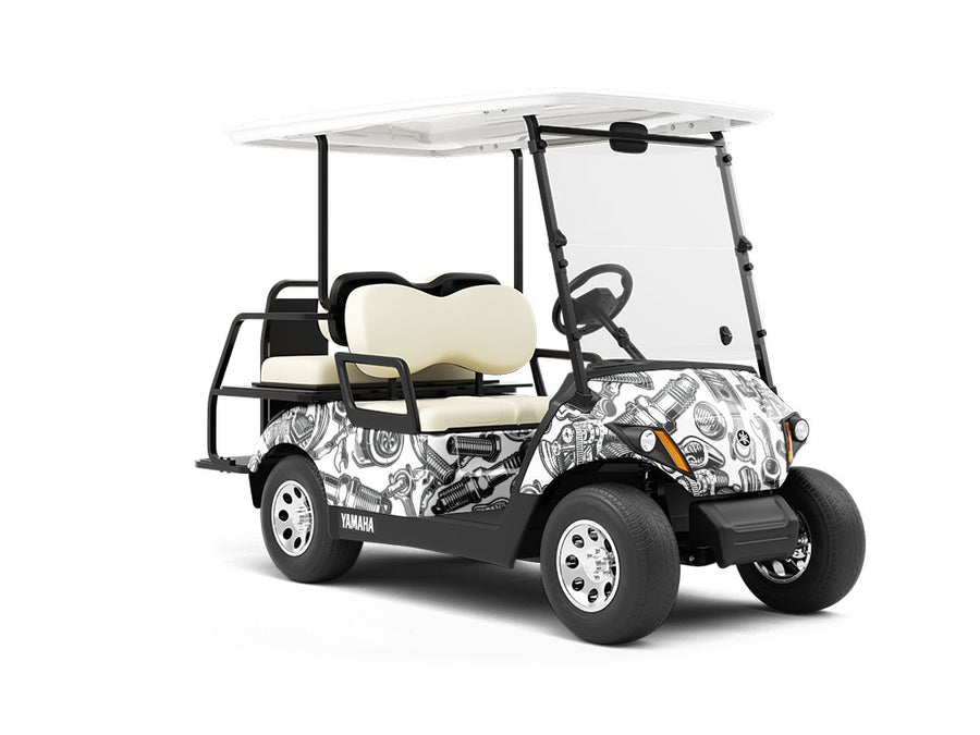 White Motor Cars Wrapped Golf Cart