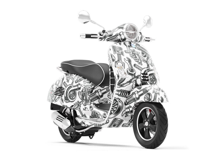 White Motor Cars Vespa Scooter Wrap Film