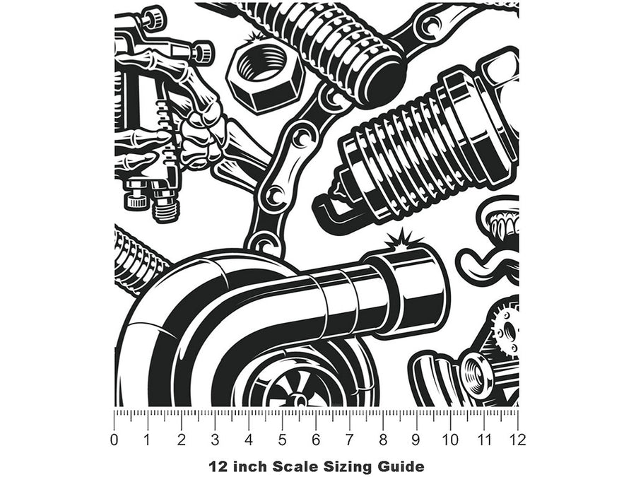 White Motor Cars Vinyl Film Pattern Size 12 inch Scale~Rwraps White Motor Cars Sizing Chart~2