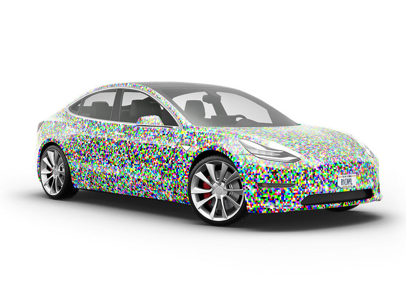 White Noise Pixel Vehicle Vinyl Wrap