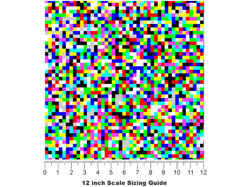 White Noise Pixel Vinyl Film Pattern Size 12 inch Scale~Rwraps White Noise Pixel Sizing Chart~2