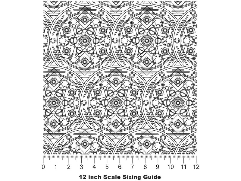 White Polygons Mandala Vinyl Film Pattern Size 12 inch Scale~Rwraps White Polygons Mandala Sizing Chart~2