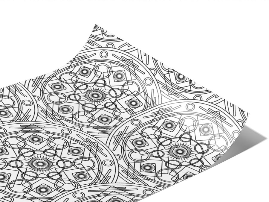 White Polygons Mandala Vinyl Wraps~Rwraps Series 914 Digitally Printed Vinyl Wrap~0