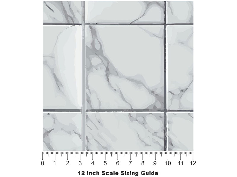 White Square Tile Vinyl Film Pattern Size 12 inch Scale~Rwraps White Square Tile Sizing Chart~3