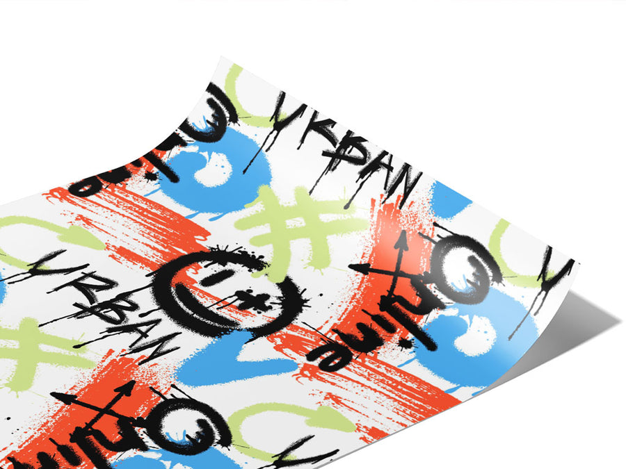 White Urban Graffiti Vinyl Wraps~Rwraps Series 914 Digitally Printed Vinyl Wrap~1