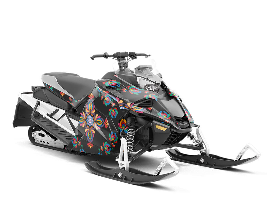 Wicked Flower Art Deco Custom Wrapped Snowmobile
