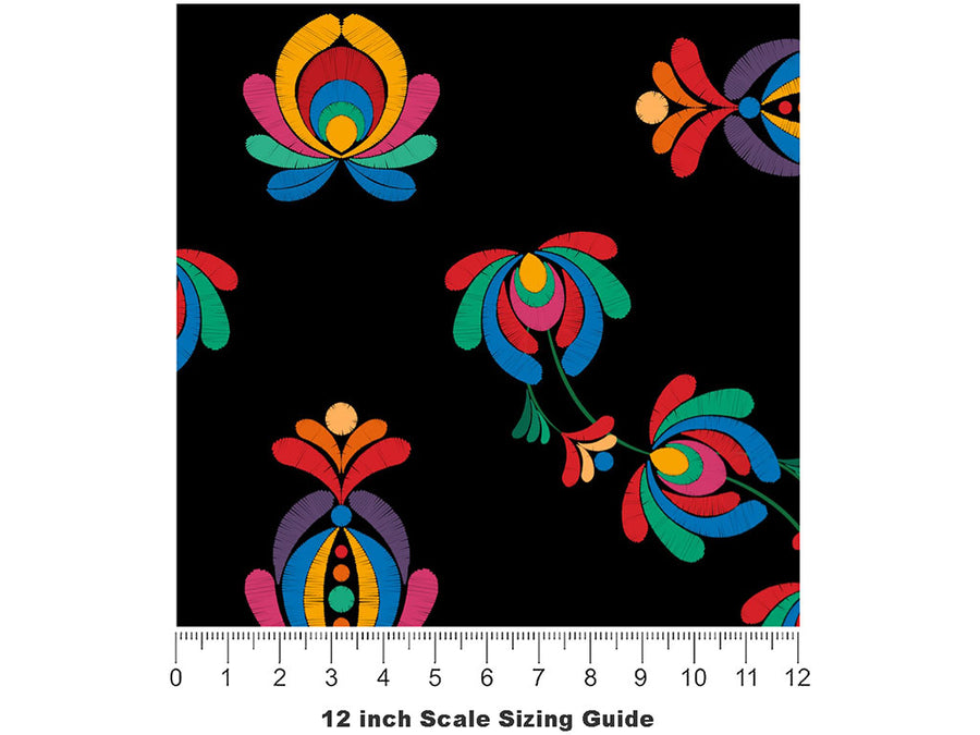 Wicked Flower Art Deco Vinyl Film Pattern Size 12 inch Scale~Rwraps Wicked Flower Art Deco Sizing Chart~2