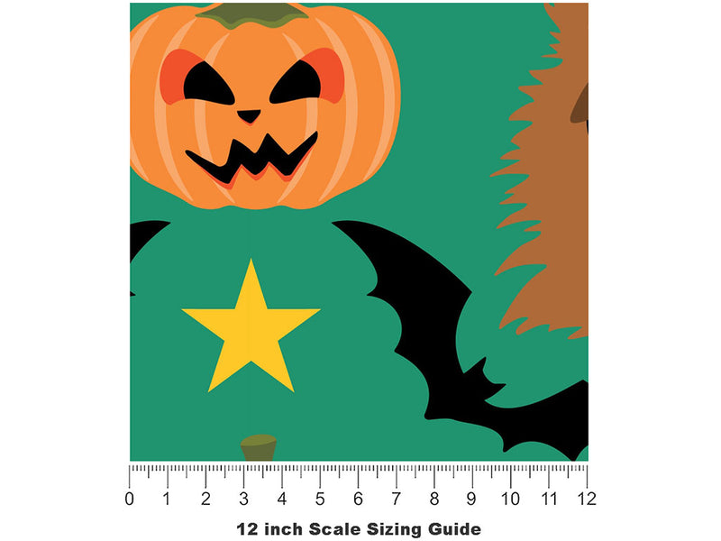 Wicked Werewolf Halloween Vinyl Film Pattern Size 12 inch Scale~Rwraps Wicked Werewolf Halloween Sizing Chart~2