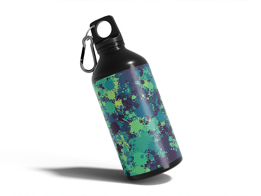 winter blues paint splatter Water Bottle DIY Stickers